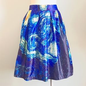 🅱️🅾️G🅾️ Van Gogh starry night midi skirt